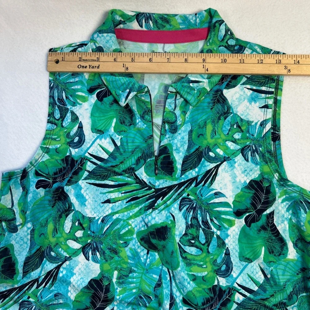 Tommy Bahama Azure Lagoon Tropical 1/4 Zip Sleeveless Golf Shirt Polo Womens Med - Picture 5 of 10